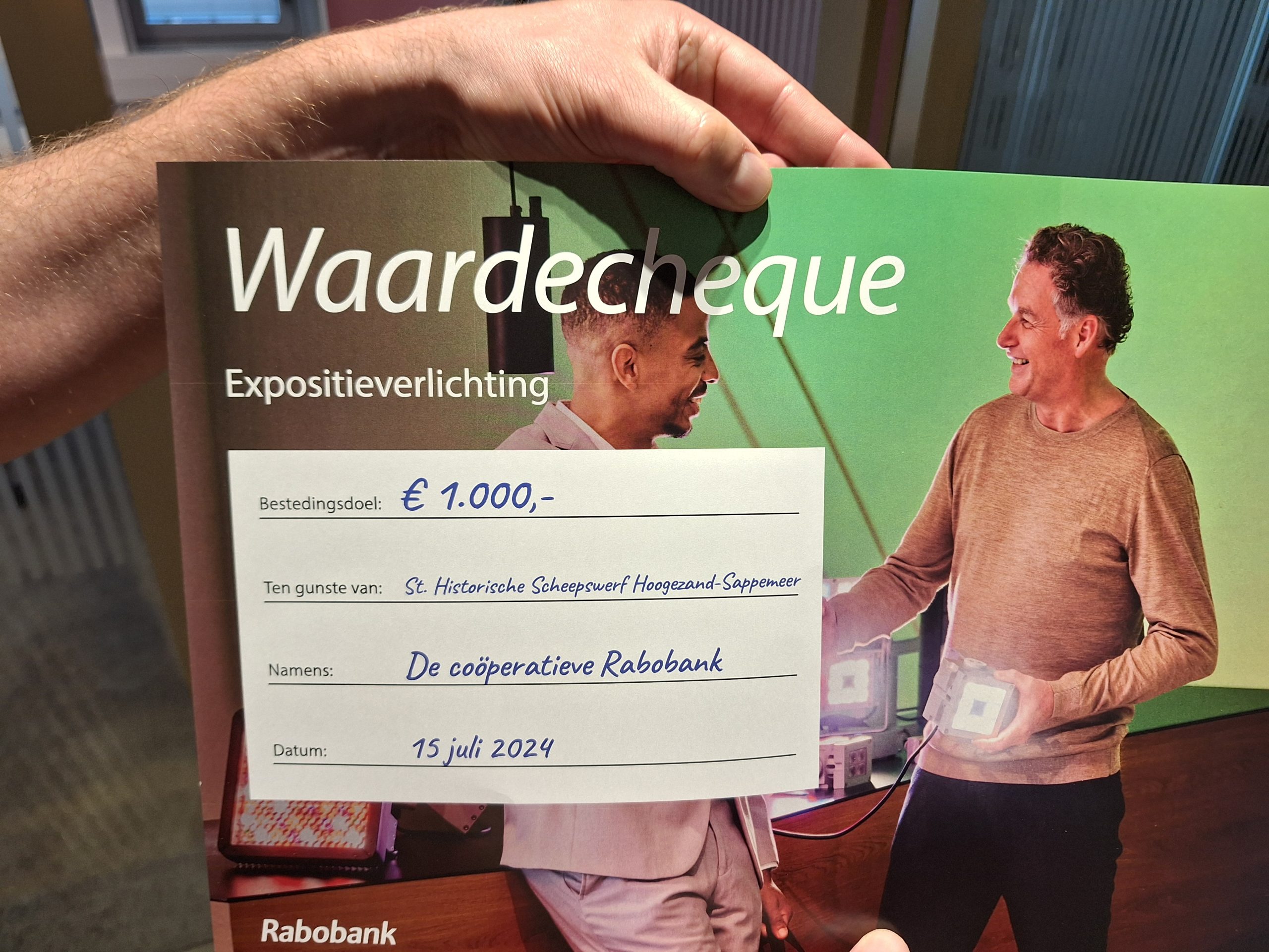 Cheque Rabobank Cheque Rabobank – Historische Scheepswerf Wolthuis